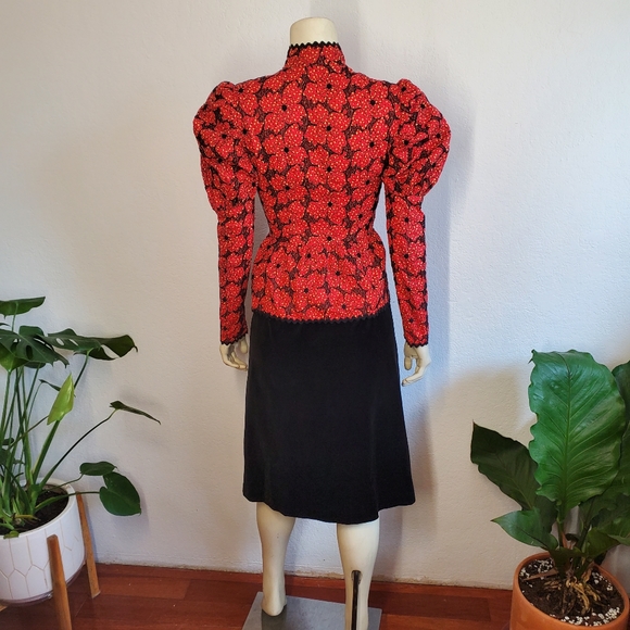 Vintage 70s Prairie Puff Sleeve 40s style Dress - Picture 8 of 10